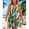 imageHolipick Womens Plus Size Summer Dresses for Women Casual Dress with Pockets ALine Swing Button Down Sleeveless V NeckTropical Leaves