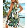 imageHolipick Womens Plus Size Summer Dresses for Women Casual Dress with Pockets ALine Swing Button Down Sleeveless V NeckTropical Leaves