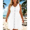 imageHolipick Womens Plus Size Summer Dresses for Women Casual Dress with Pockets ALine Swing Button Down Sleeveless V NeckWhite