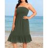 imagePlus Size Summer Dresses  Strapless Tube Top Sundress Casual Beach Swimsuit Cover Up Swimwear Boho Midi Dress 2025Army Green