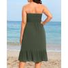 imagePlus Size Summer Dresses  Strapless Tube Top Sundress Casual Beach Swimsuit Cover Up Swimwear Boho Midi Dress 2025Army Green