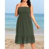 imagePlus Size Summer Dresses  Strapless Tube Top Sundress Casual Beach Swimsuit Cover Up Swimwear Boho Midi Dress 2025Army Green