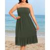 imagePlus Size Summer Dresses  Strapless Tube Top Sundress Casual Beach Swimsuit Cover Up Swimwear Boho Midi Dress 2025Army Green