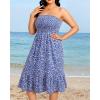 imagePlus Size Summer Dresses  Strapless Tube Top Sundress Casual Beach Swimsuit Cover Up Swimwear Boho Midi Dress 2025Blue Floral