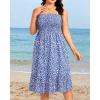 imagePlus Size Summer Dresses  Strapless Tube Top Sundress Casual Beach Swimsuit Cover Up Swimwear Boho Midi Dress 2025Blue Floral