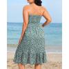 imagePlus Size Summer Dresses  Strapless Tube Top Sundress Casual Beach Swimsuit Cover Up Swimwear Boho Midi Dress 2025Green Floral