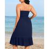 imagePlus Size Summer Dresses  Strapless Tube Top Sundress Casual Beach Swimsuit Cover Up Swimwear Boho Midi Dress 2025Navy Blue