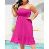 imagePlus Size Summer Dresses  Strapless Tube Top Sundress Casual Beach Swimsuit Cover Up Swimwear Boho Midi Dress 2025Pink