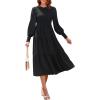 imageHolipick Womens Fall Casual Dress Long Sleeves Crew Neck Smocked High Waist Tiered ALine Midi Dress XL