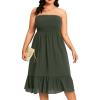 imagePlus Size Summer Dresses  Strapless Tube Top Sundress Casual Beach Swimsuit Cover Up Swimwear Boho Midi Dress 2025Army Green