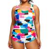 imageHolipick Plus Size Sarong One Piece Swimsuit for Women Tummy Control Bathing Suit Ruched Backless SwimwearColorful