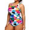 imageHolipick Plus Size Sarong One Piece Swimsuit for Women Tummy Control Bathing Suit Ruched Backless SwimwearColorful