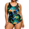 imageHolipick Plus Size Sarong One Piece Swimsuit for Women Tummy Control Bathing Suit Ruched Backless SwimwearGreen Floral