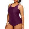 imageHolipick Plus Size Sarong One Piece Swimsuit for Women Tummy Control Bathing Suit Ruched Backless SwimwearMaroon