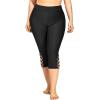 imageHolipick Plus Size Swim Pants for Women Swim Capris High Waisted Swim Leggings UPF 50 Long Swim ShortsBlack Cross