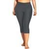 imageHolipick Plus Size Swim Pants for Women Swim Capris High Waisted Swim Leggings UPF 50 Long Swim ShortsGray