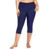 imageHolipick Plus Size Swim Pants for Women Swim Capris High Waisted Swim Leggings UPF 50 Long Swim ShortsNavy Blue