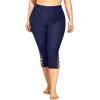imageHolipick Plus Size Swim Pants for Women Swim Capris High Waisted Swim Leggings UPF 50 Long Swim ShortsNavy Blue Cross