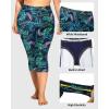 imageHolipick Plus Size Swim Pants for Women Swim Capris High Waisted Swim Leggings UPF 50 Long Swim ShortsNavy Leaf