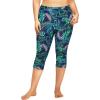 imageHolipick Plus Size Swim Pants for Women Swim Capris High Waisted Swim Leggings UPF 50 Long Swim ShortsNavy Leaf