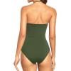 imageHolipick Women Tummy Control One Piece Swimsuits Strapless Bandeau Bathing Suits Slimming Halter SwimwearArmy Green