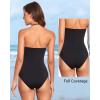 imageHolipick Women Tummy Control One Piece Swimsuits Strapless Bandeau Bathing Suits Slimming Halter SwimwearBlack