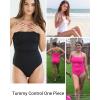 imageHolipick Women Tummy Control One Piece Swimsuits Strapless Bandeau Bathing Suits Slimming Halter SwimwearBlack