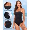 imageHolipick Women Tummy Control One Piece Swimsuits Strapless Bandeau Bathing Suits Slimming Halter SwimwearBlack