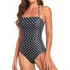 imageHolipick Women Tummy Control One Piece Swimsuits Strapless Bandeau Bathing Suits Slimming Halter SwimwearBlack Dot
