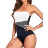 imageHolipick Women Tummy Control One Piece Swimsuits Strapless Bandeau Bathing Suits Slimming Halter SwimwearBlack White Grey