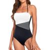 imageHolipick Women Tummy Control One Piece Swimsuits Strapless Bandeau Bathing Suits Slimming Halter SwimwearBlack White Grey