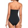 imageHolipick Women Tummy Control One Piece Swimsuits Strapless Bandeau Bathing Suits Slimming Halter SwimwearBlack White Grey