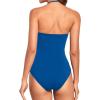 imageHolipick Women Tummy Control One Piece Swimsuits Strapless Bandeau Bathing Suits Slimming Halter SwimwearBlue