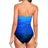 imageHolipick Women Tummy Control One Piece Swimsuits Strapless Bandeau Bathing Suits Slimming Halter SwimwearBlue Gradient