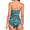 imageHolipick Women Tummy Control One Piece Swimsuits Strapless Bandeau Bathing Suits Slimming Halter SwimwearBlue Paisley