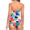 imageHolipick Women Tummy Control One Piece Swimsuits Strapless Bandeau Bathing Suits Slimming Halter SwimwearColor Block