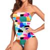 imageHolipick Women Tummy Control One Piece Swimsuits Strapless Bandeau Bathing Suits Slimming Halter SwimwearColor Block