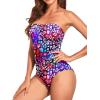 imageHolipick Women Tummy Control One Piece Swimsuits Strapless Bandeau Bathing Suits Slimming Halter SwimwearColor Leopard