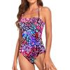 imageHolipick Women Tummy Control One Piece Swimsuits Strapless Bandeau Bathing Suits Slimming Halter SwimwearColor Leopard