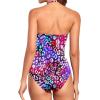 imageHolipick Women Tummy Control One Piece Swimsuits Strapless Bandeau Bathing Suits Slimming Halter SwimwearColor Leopard