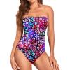 imageHolipick Women Tummy Control One Piece Swimsuits Strapless Bandeau Bathing Suits Slimming Halter SwimwearColor Leopard