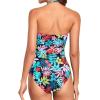 imageHolipick Women Tummy Control One Piece Swimsuits Strapless Bandeau Bathing Suits Slimming Halter SwimwearColorful Leaves
