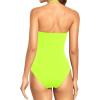 imageHolipick Women Tummy Control One Piece Swimsuits Strapless Bandeau Bathing Suits Slimming Halter SwimwearNeon Green