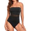 imageHolipick Women Tummy Control One Piece Swimsuits Strapless Bandeau Bathing Suits Slimming Halter SwimwearNew Black