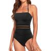 imageHolipick Women Tummy Control One Piece Swimsuits Strapless Bandeau Bathing Suits Slimming Halter SwimwearNew Black