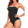 imageHolipick Women Tummy Control One Piece Swimsuits Strapless Bandeau Bathing Suits Slimming Halter SwimwearNew Black With White