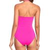 imageHolipick Women Tummy Control One Piece Swimsuits Strapless Bandeau Bathing Suits Slimming Halter SwimwearPink