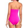 imageHolipick Women Tummy Control One Piece Swimsuits Strapless Bandeau Bathing Suits Slimming Halter SwimwearPink Color Block