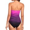 imageHolipick Women Tummy Control One Piece Swimsuits Strapless Bandeau Bathing Suits Slimming Halter SwimwearPink Gradient