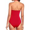 imageHolipick Women Tummy Control One Piece Swimsuits Strapless Bandeau Bathing Suits Slimming Halter SwimwearRed